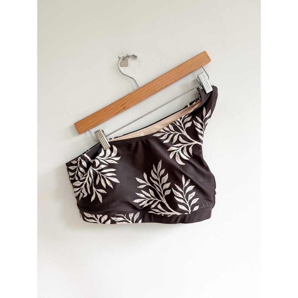 Albion Fern Pattern High Waisted Low Cut Leg Bikini Bottoms Brown M - Picture 3 of 9